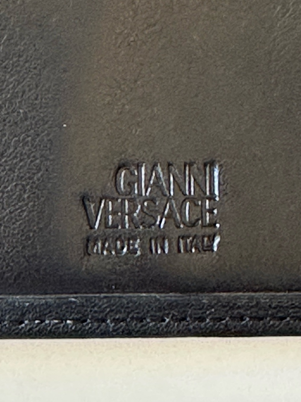 Versace Leather Bifold Wallet Logo Studs Stud Pattern Black Silver - Picture 5 of 9